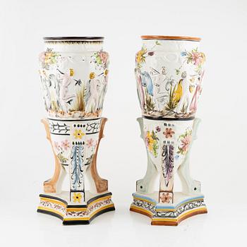 A pair of urns, Safaril, Portugal, mid 20th Century.