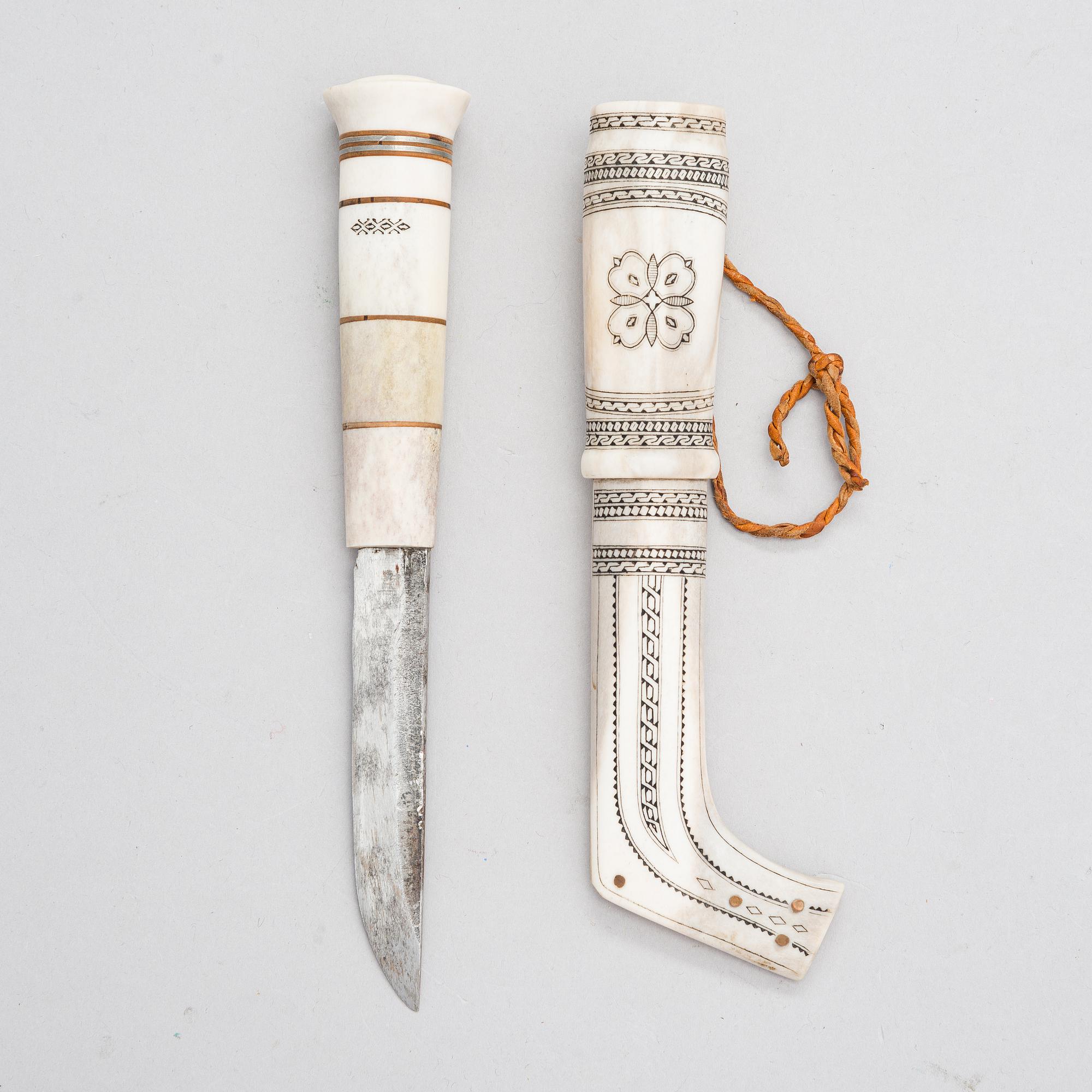 Sarvipuukko, signeerattu Hans Carlsten, saamenkäsityö / duodji, 1900-luvun toinen puolisko.