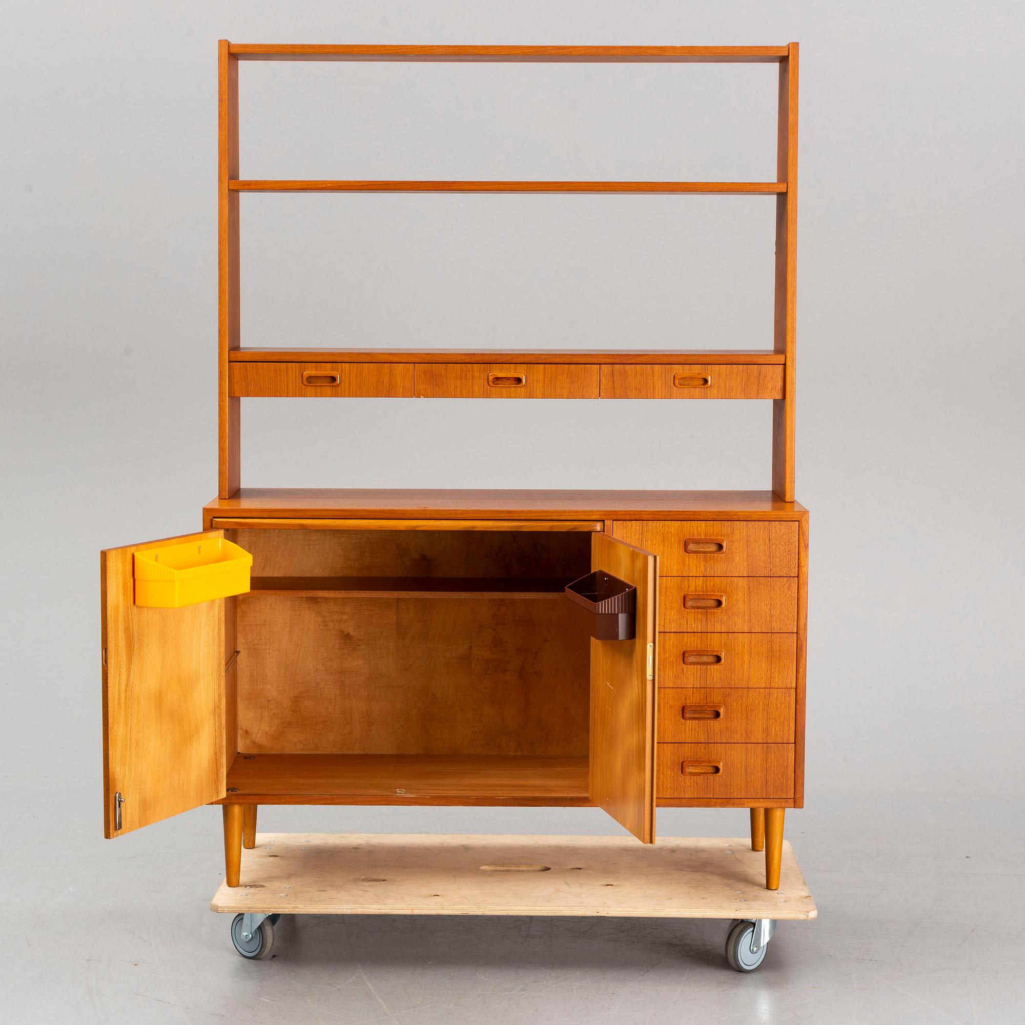 A taek veneered bookcase, 1950's/60's.