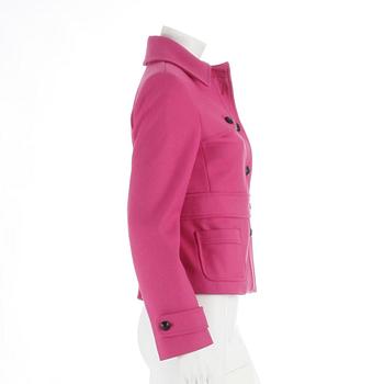 RED VALENTINO, a hot pink wool blend jacket. Size 42.