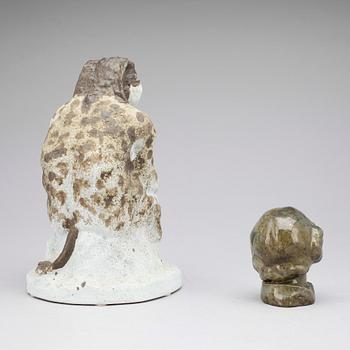 FIGURINER, 2 st, keramik, Anders resp Bess Wissler, sign, ena dat 1930.