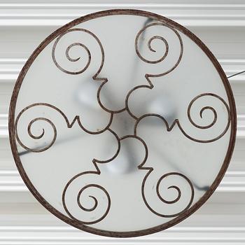 Lars Holmström, a Swedish Grace brass and steel framed ceiling light, Arvika 1920-30s.