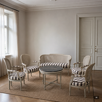 Salongsmöbel, 6 delar, gustaviansk stil, 1900-tal.
