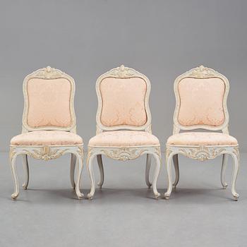STOLAR, tre stycken, Stockholmsarbeten, 1700-talets andra hälft, Rokoko.