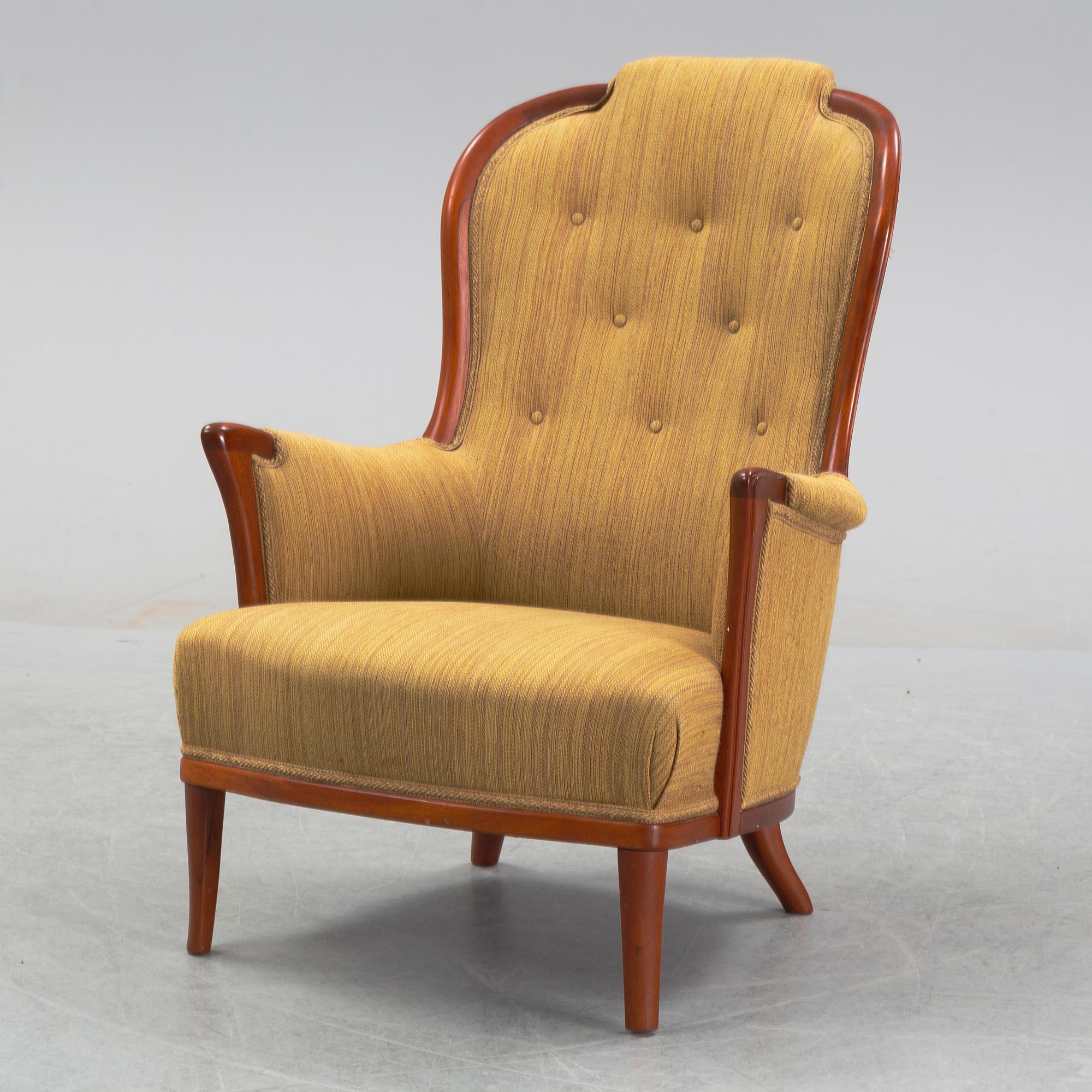 Carl Malmsten, a 'Vår Fru' mahogany easy chair, AB O.H. Sjögren, Tranås.