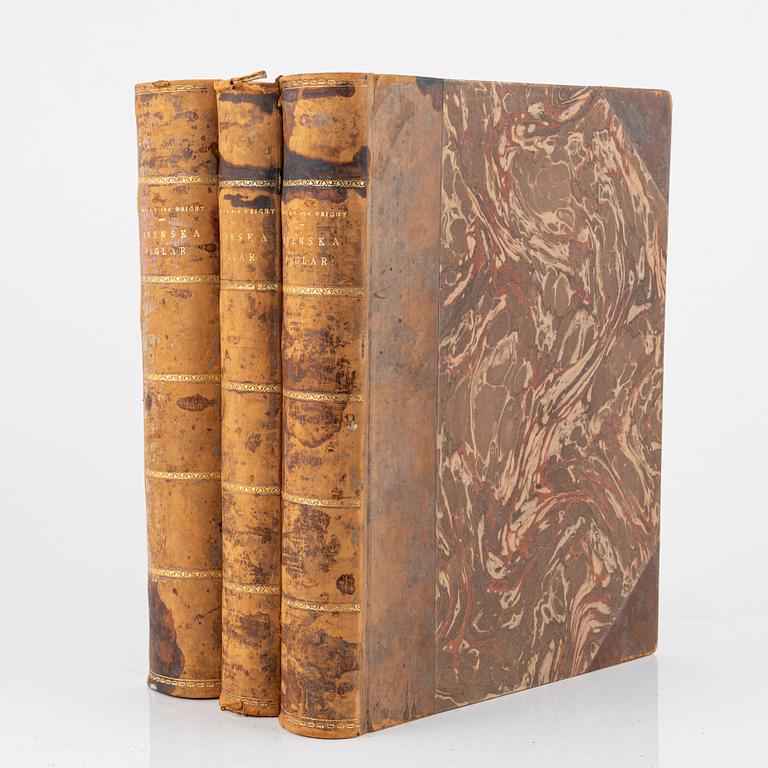 Three volumes of 'Svenska fåglar' by the von Wright brothers, printed at A.Börtsells Tryckeri AB, Stockholm, 1924-29.