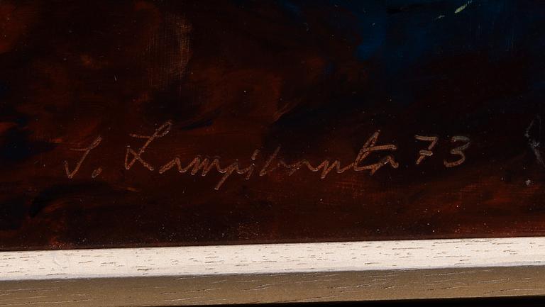 SEPPO LAMPIRANTA, öljy levylle, signeerattu ja päivätty 73.