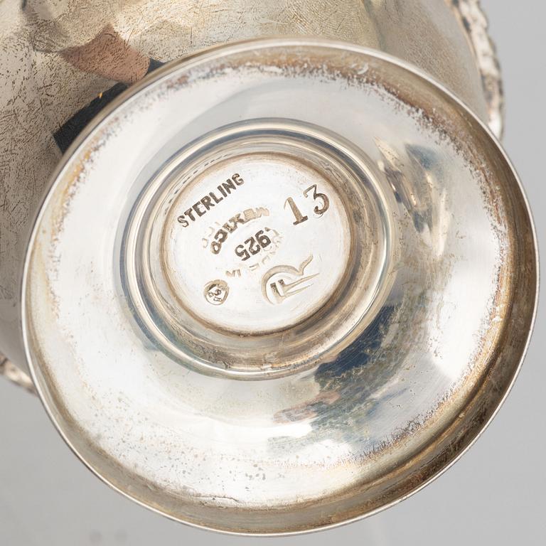 Juveto Lopex Reyes, a sterling silver sugar bowl, creamer and tray, Mexico City, Mexico, mid20th century.