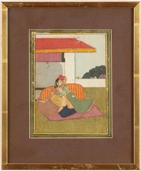 Oidentifierad konstnär, Erotiska scener, Indien, 1900-tal. Tre stycken.