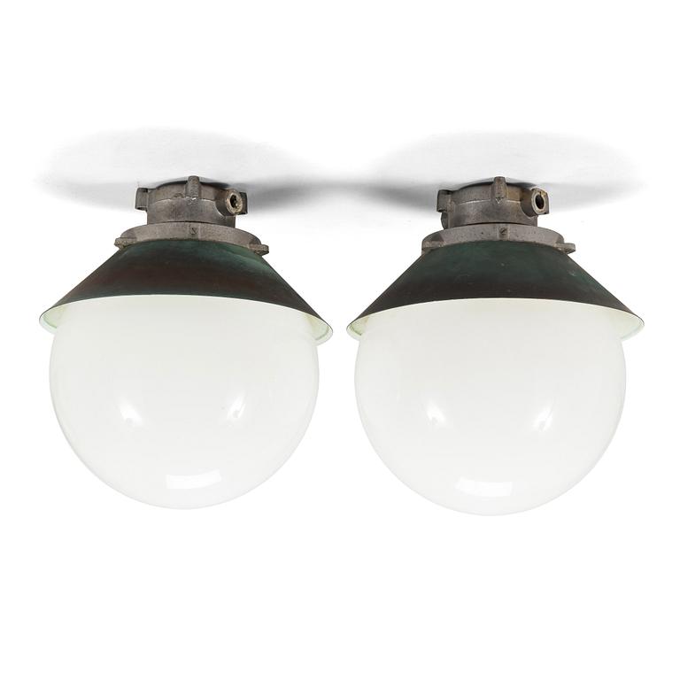 Paavo Tynell, a pair of mid-20th century '91100' out door lights/ ceiling lights for Idman Finland.