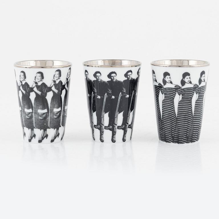 Åsa Lindström, eight porcelaine schnapps glasses, Rörstrand, 21st Century.