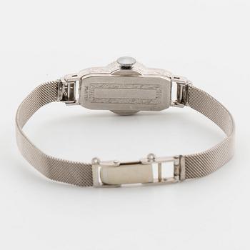 LADIE´S WATCH platinum diamonds 8/8 cut ca 0,30 ct, later wristband 14K whitegold.
