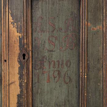A wall-hanged cabinet, Sweden, dated 1796.