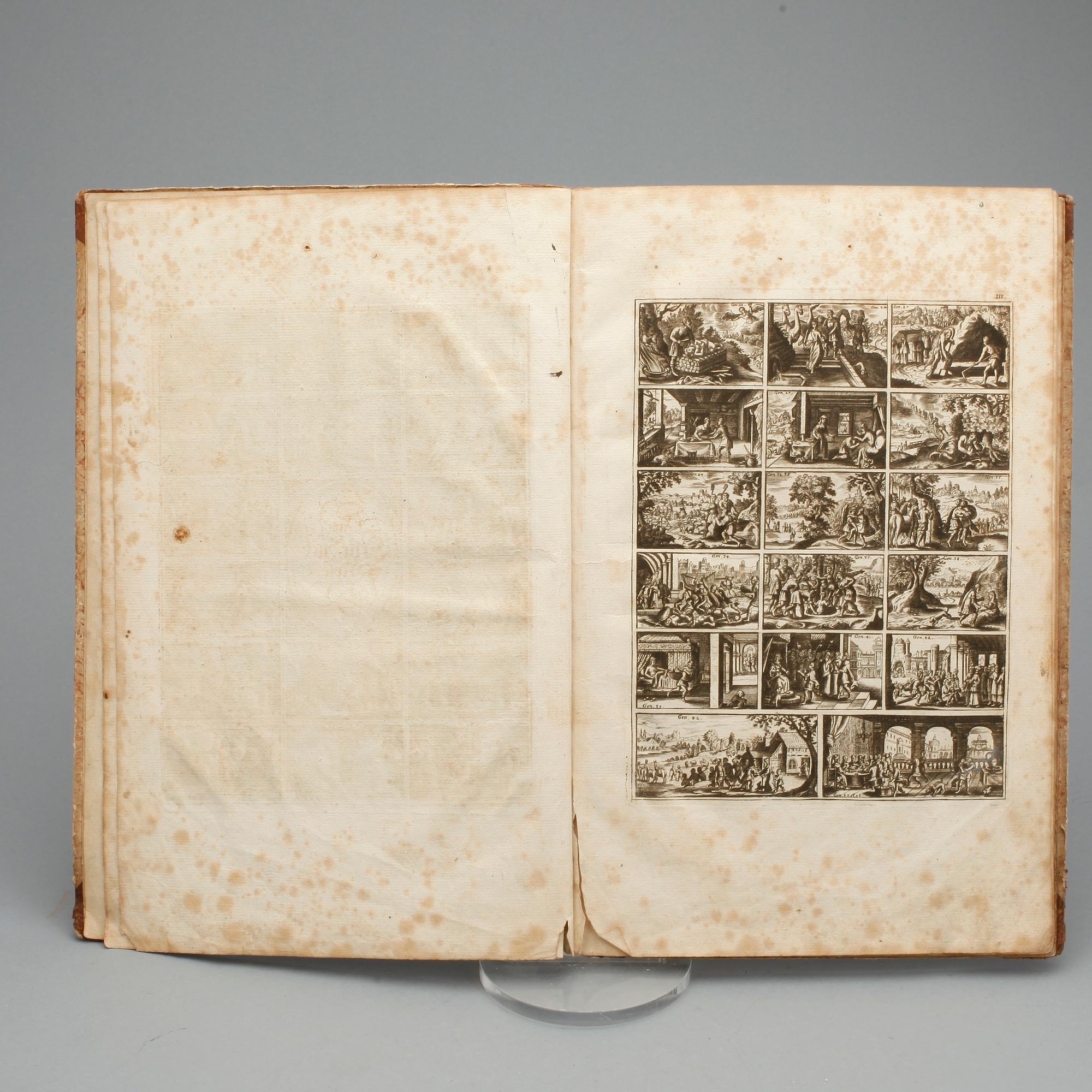 BIBLIA SACRA, figuren Biblischer historien Alten und Neuen Testaments, utan tryckår och ort, 1700-tal.