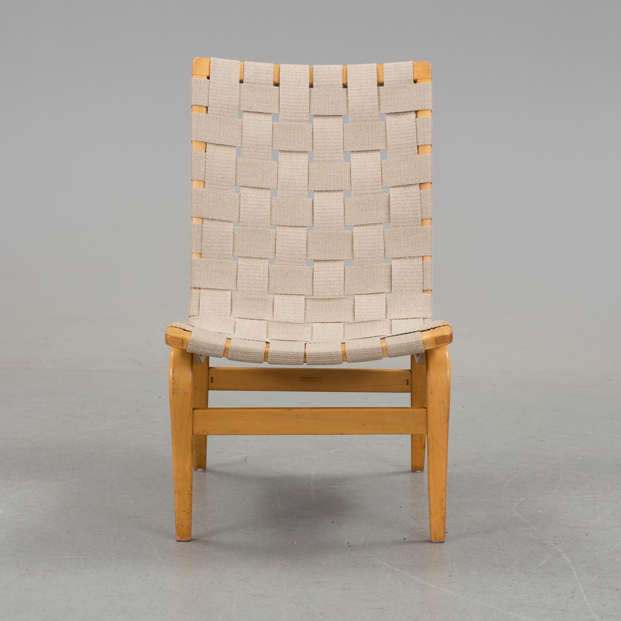 BRUNO MATHSSON, fåtölj, "Arbetsstol no 41", Firma Karl Mathsson, daterad 1960.