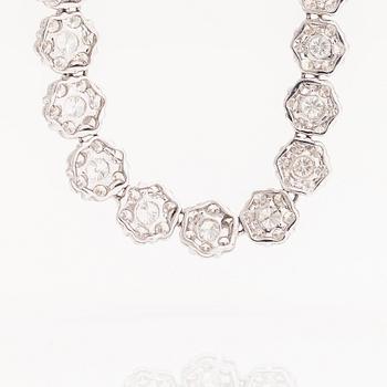 An 18K white gold necklace set with  diamonds totalling approx. 17.62 ct according to engraving. Foreign hallmarks.