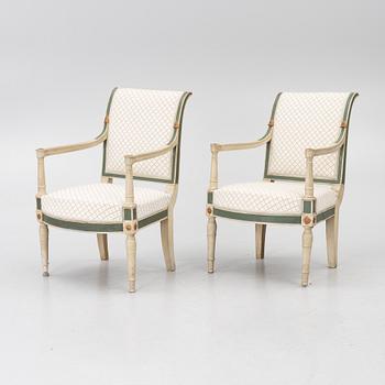 Karmstolar, ett par, directoire, Frankrike, sent 1700-tal.