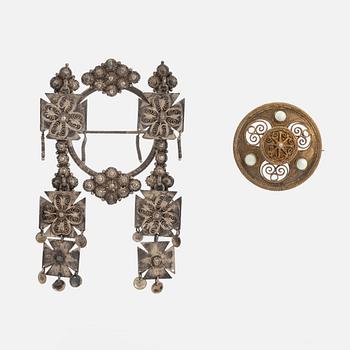 Two silver brooches, Norway.