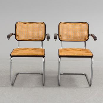 A PAIR OF MARCEL BREUER THONET ARMCHAIRS, signed Thonet 80.