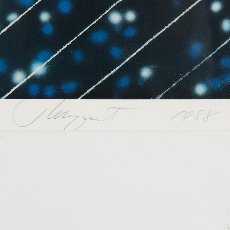 JAMES ROSENQUIST, offset in colors with silkscreen in silver, signed and dated 1988, numbered 99/100.