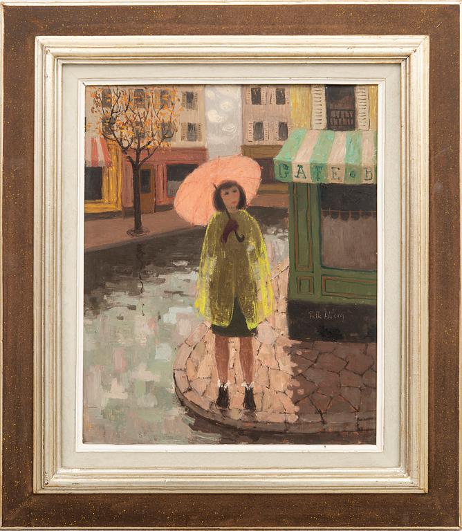 Pelle Åberg, Street Scene Paris - Woman with Pink Umbrella.