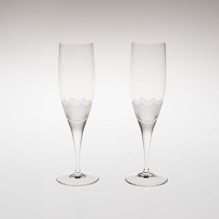 CHAMPAGNEGLAS, 6 st, "Lotus", Richard Latham Studio-Linie, Rosenthal, 1980-tal.