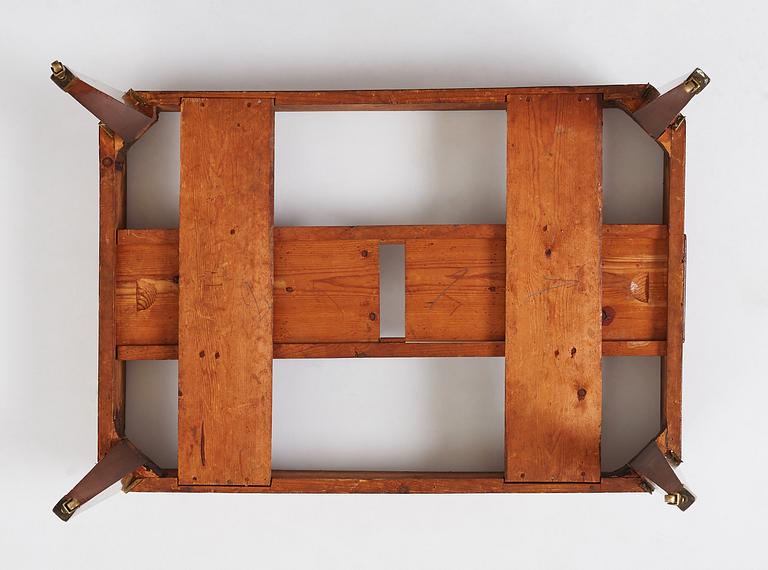 A Gustavian mahogany and faience tea table, late 18th century.