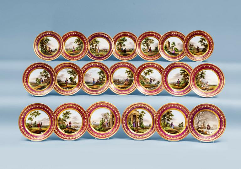A set of 20 French Empire dessert dishes. (20).