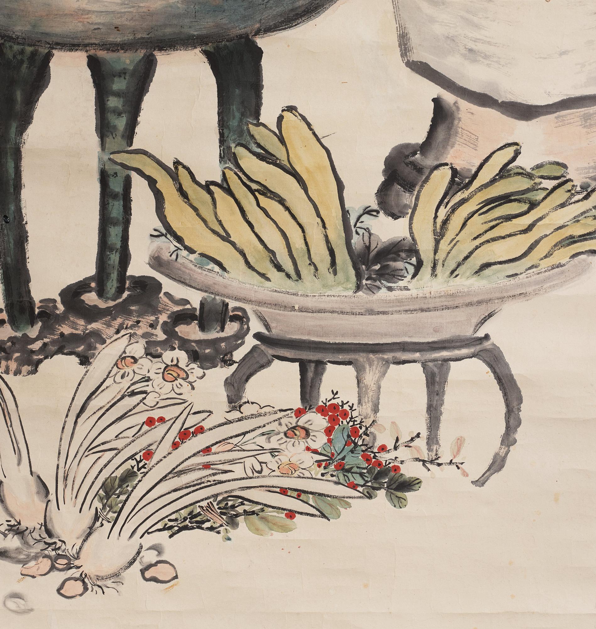 RULLMÅLNING, tusch och färg på papper, av Xiang Ziheng, Kina, signerad och daterad år 1911.