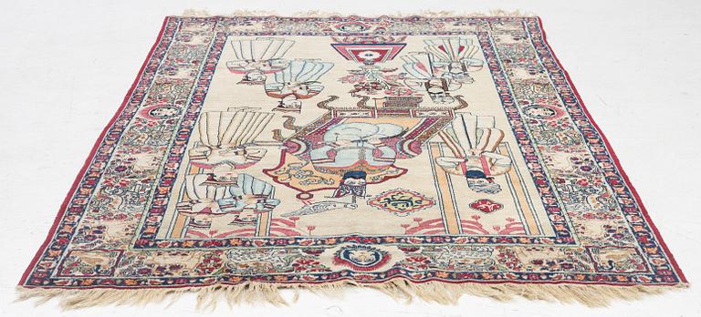 An antique Kerman Raver rug, ca 225 x 141 cm.