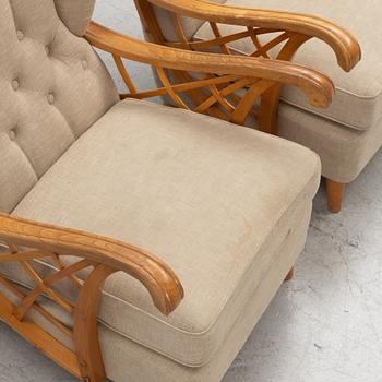 A pair of Swedish Modern armchairs, 1940's.