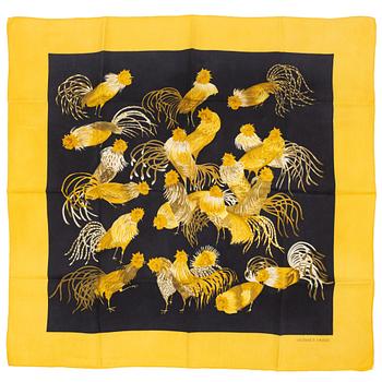 Hermès, a 'Les Coqs' silk scarf.