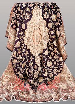 A CARPET, Figural silk Qum, signerad, 300 x 196 cm.