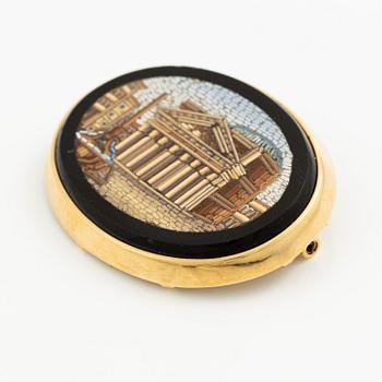 Brosch 18K guld med mikromosaik.