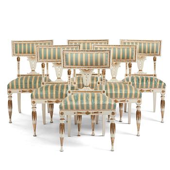 70A. A set of six late Gustavian chairs by M Lundberg.