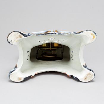 A new rococo creamware bracket clock, after Meissen model, early 20th century.