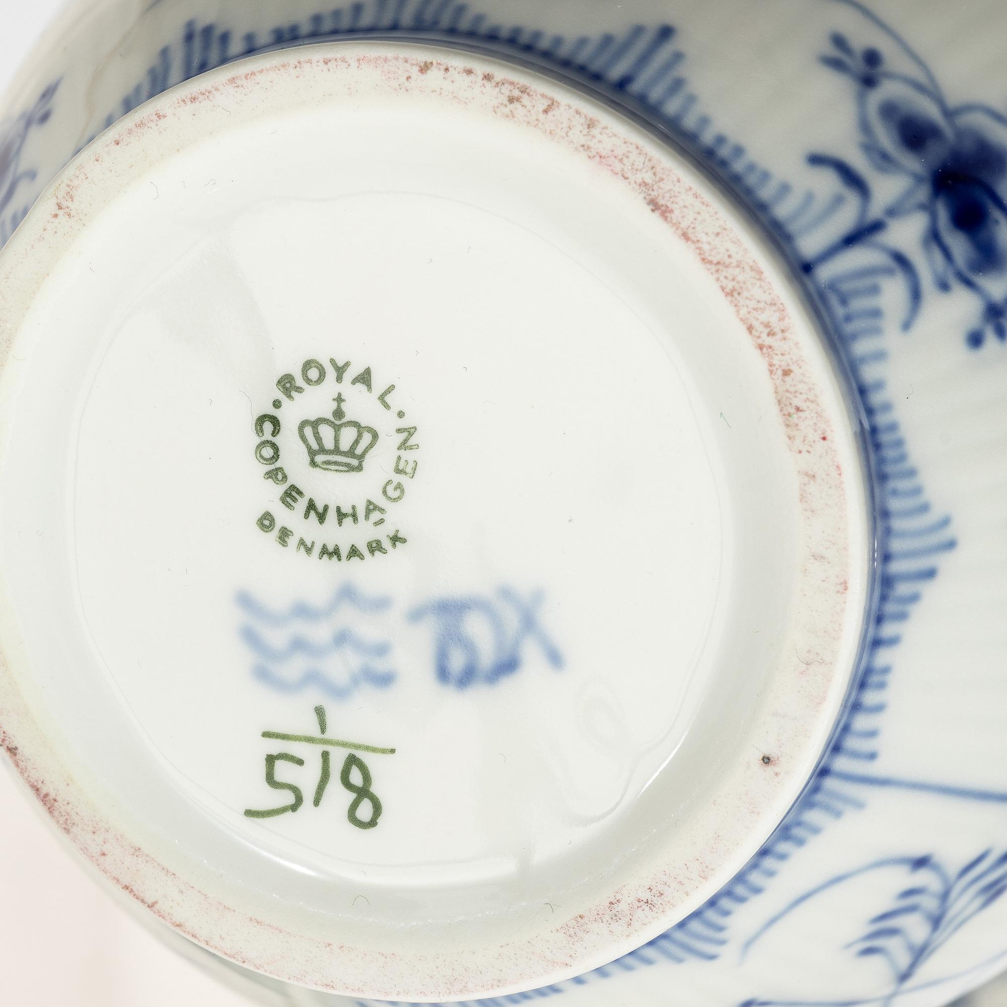Royal Copenhagen, A 28-piece half lace porcelain servicem 'Blue Fluted', Denmark, 1960-68.
