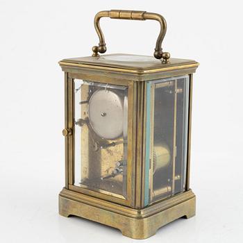 A brass carriage clock, G.W. Linderoth, circa 1900.