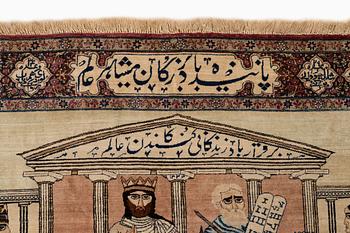 Matta, antik Kirman Laver 'Mashahir' (Världens härskare), ca 240 x 147 cm.