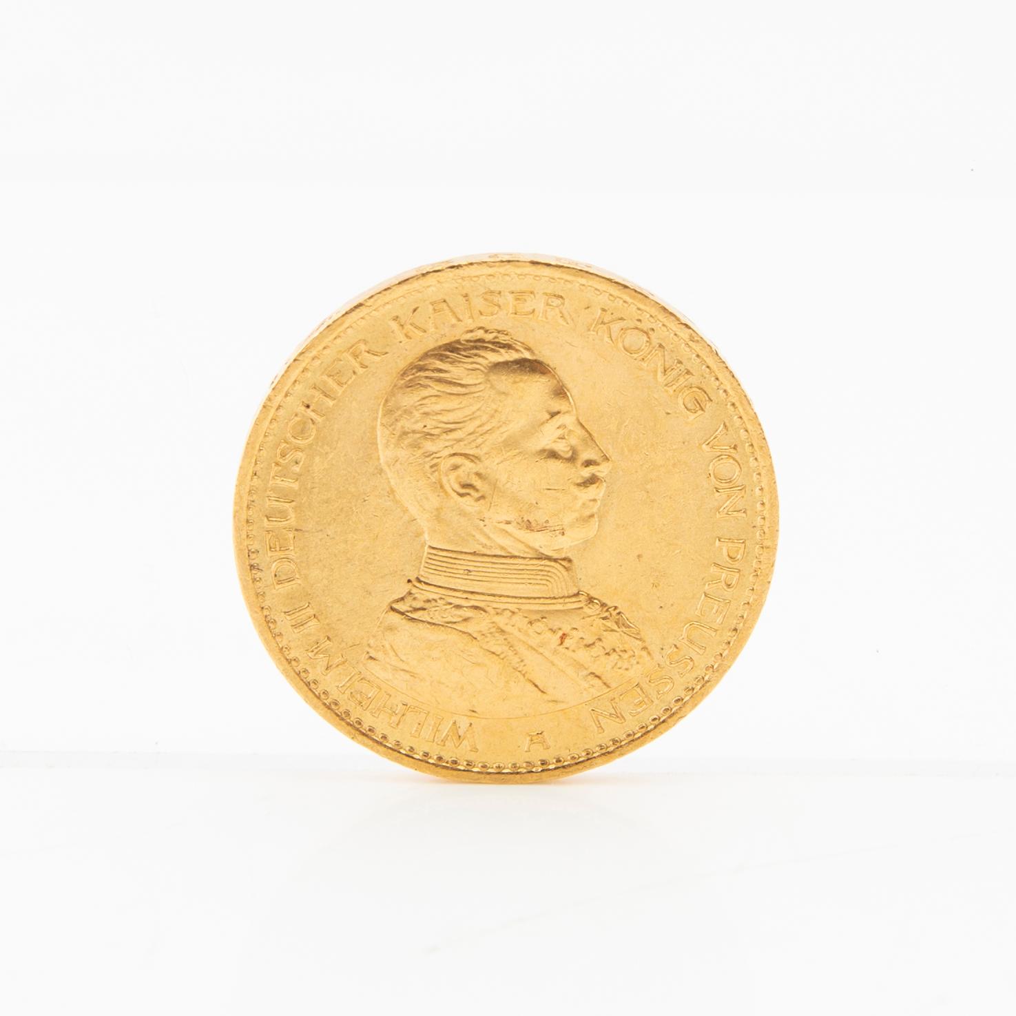Guldmynt 20 Mark 1914 Tyska riket (Preussen) Wilhelm II.