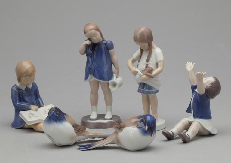 FIGURINER, 6 st, porslin, Bing och Gröndahl, Copenhagen.