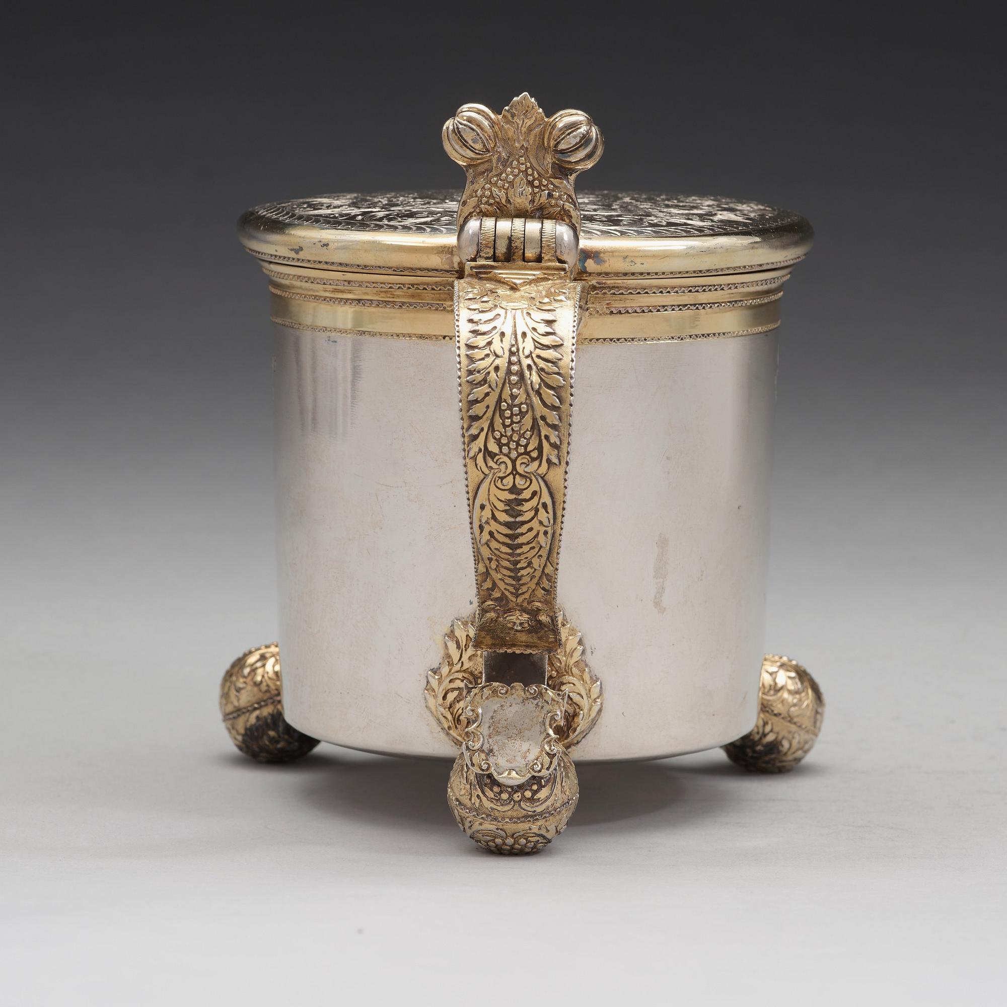 A Swedish early 18th century parcel-gilt silver tankard, mark of Sven Wallman, Gothenburg 1704.