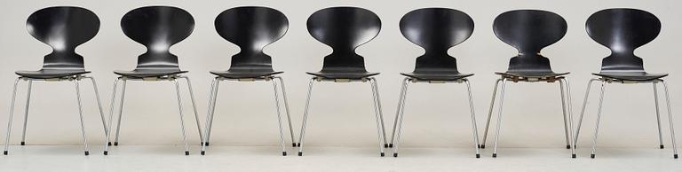 STOLAR, 7 st, "Myran", Arne Jacobsen för Fritz Hansen, 1900-talets andra hälft.