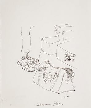 BJÖRN BERG, ink drawing "Teskedsgumman" signed.