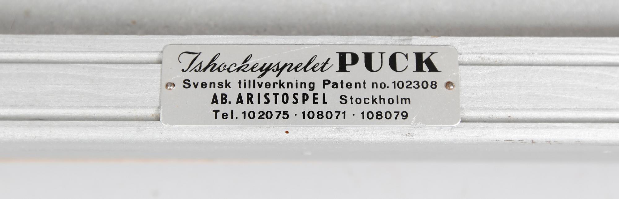 ISHOCKEYSPEL, "Puck", AB Aristospel, Stockholm, 1960-tal.