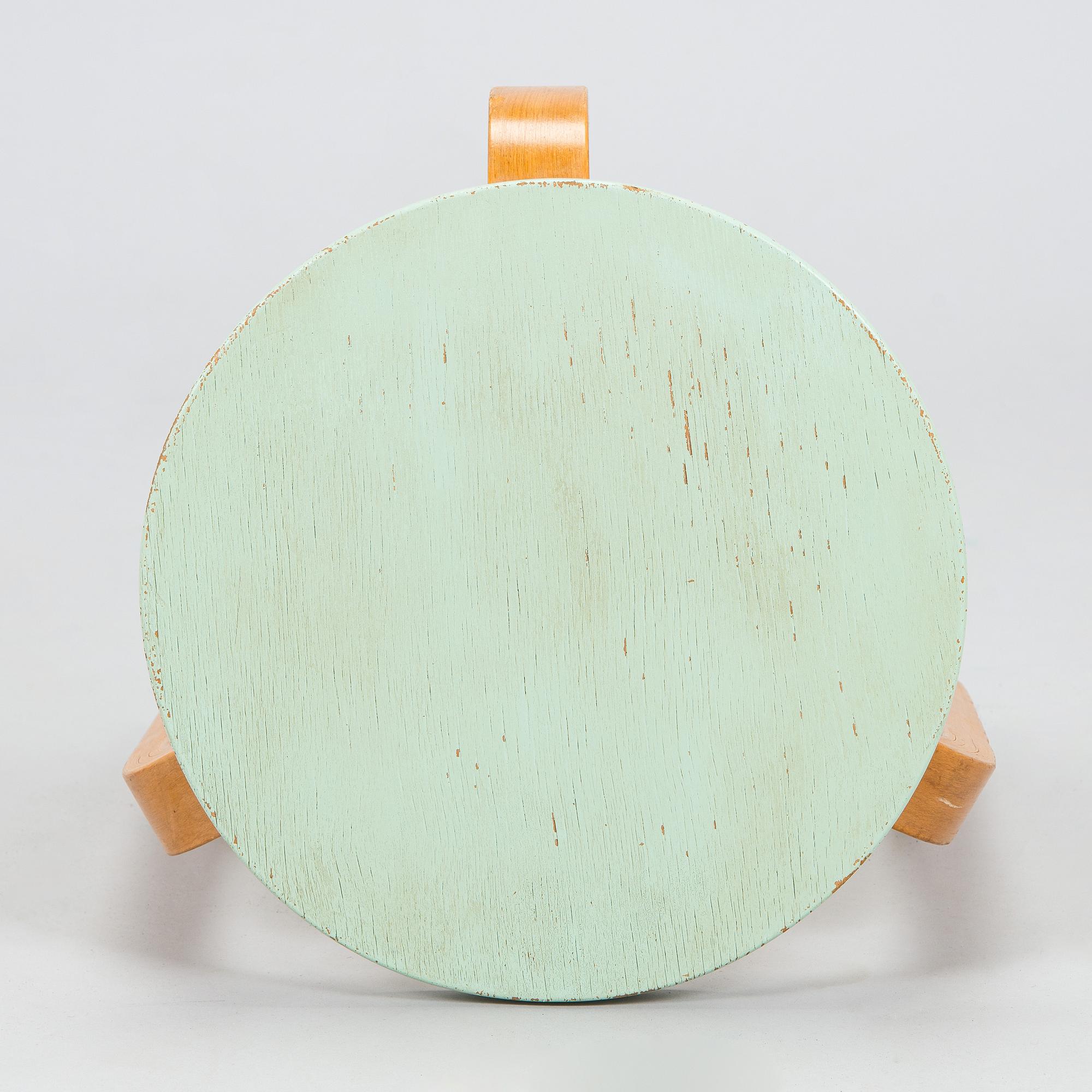 Alvar Aalto, a mid 20th century '60' stool for O.Y. Huonekalu- ja Rakennustyötehdas A.B.