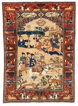 361. A pictorial Kashan 'Mohtasham' rug, 197 x 143 cm.