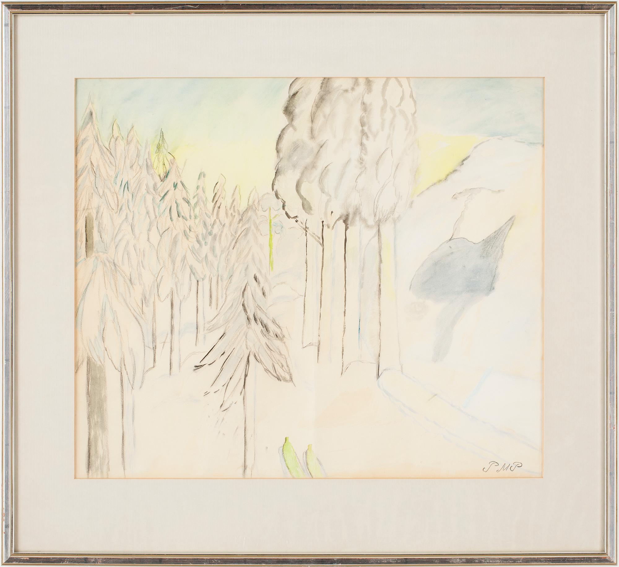 PRIMUS MORTIMER PETTERSSON, akvarell på papper, monogramsignerad.