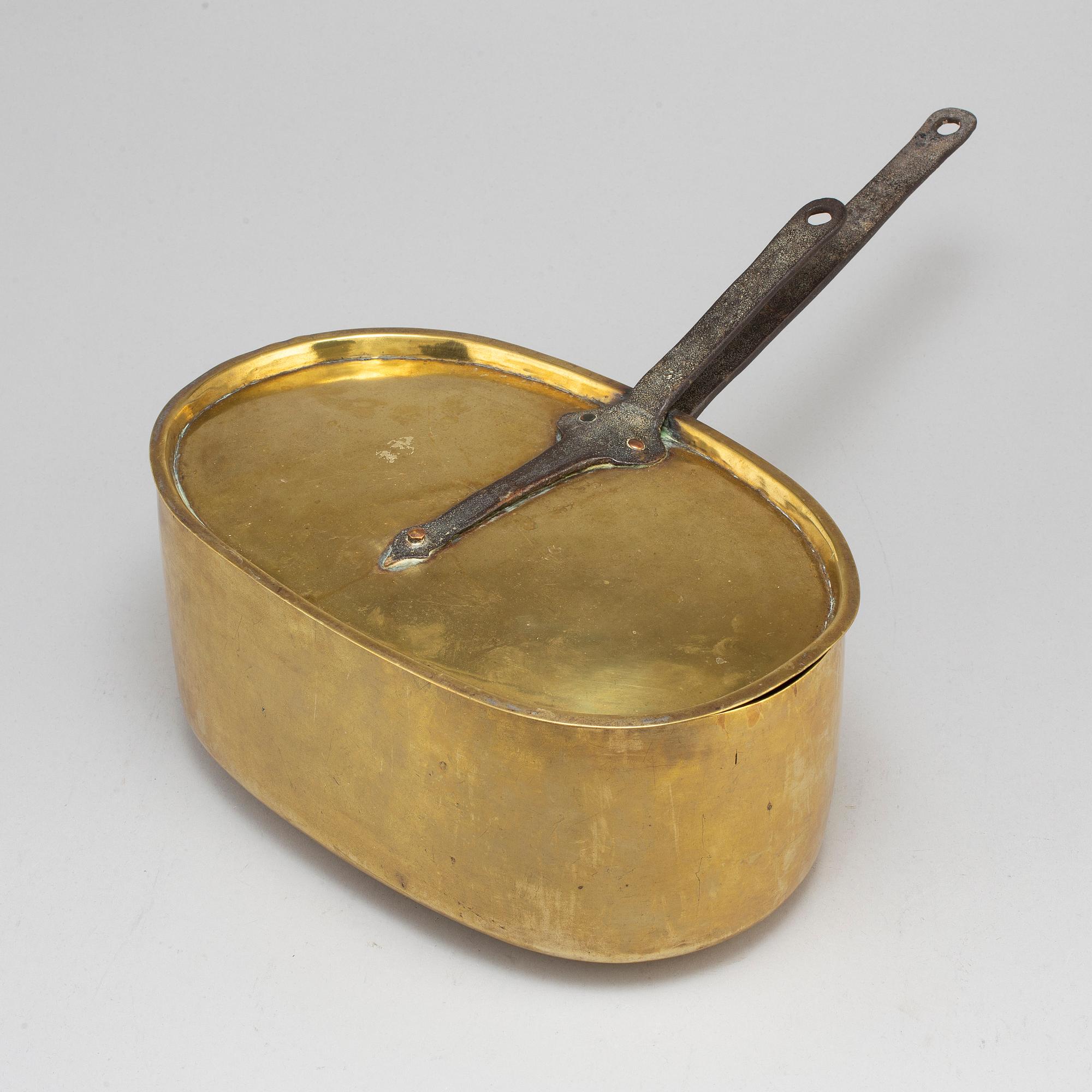 FISKKITTEL MED LOCK, mässing och smide, 1700-tal.