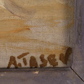 ATANAS TASEV, olja på pannå, signerad.